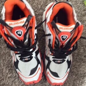 Balmain Orange and Black High-Top Sneakers